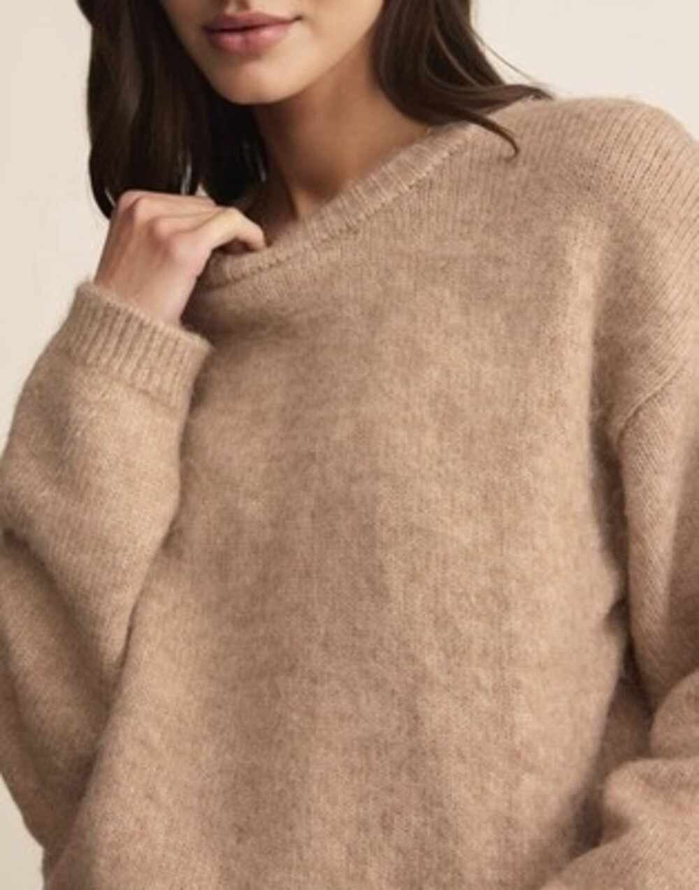 Womens Soft Fuzzy Knit Sweater Oversized Cozy Casual Crewneck Sweater-SIZE M